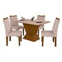 Conjunto de Sala de Jantar Mesa com 4 Cadeiras Larissa Leifer Imbuia/Pena Palha