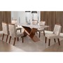 Conjunto de Sala de Jantar Mesa com 6 Cadeiras Ágata Leifer Imbuia/Off White/Veludo Palha