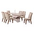 Conjunto de Sala de Jantar Mesa com 6 Cadeiras Atenas Leifer Off/Imbuia/Off White/Veludo Palha