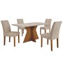 Conjunto Sala de Jantar Mesa Creta com 4 Cadeiras Olímpia Leifer Imbuia/Off White/Veludo Palha