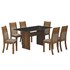 Conjunto Sala de Jantar Mesa Florença com 6 Cadeiras Havaí Leifer Canela/Preto/Animale Capuccino