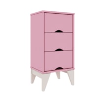 Criado Mudo 3 Gavetas Twister Tcil Móveis Quartzo Rosa/Branco Criado Mudo 3 Gavetas Twister Tcil Móveis Quartzo Rosa/Branco
