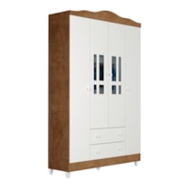 Guarda Roupa 4 Portas Ariel Carolina Baby Branco/Amadeirado Guarda Roupa 4 Portas Ariel Carolina Baby Branco/Amadeirado